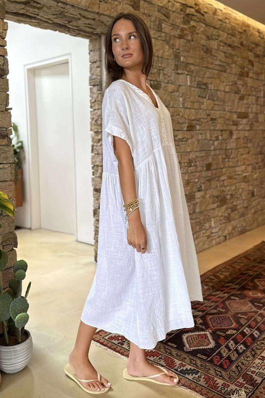 Made in Italy Kos Smock Dress White /14 =